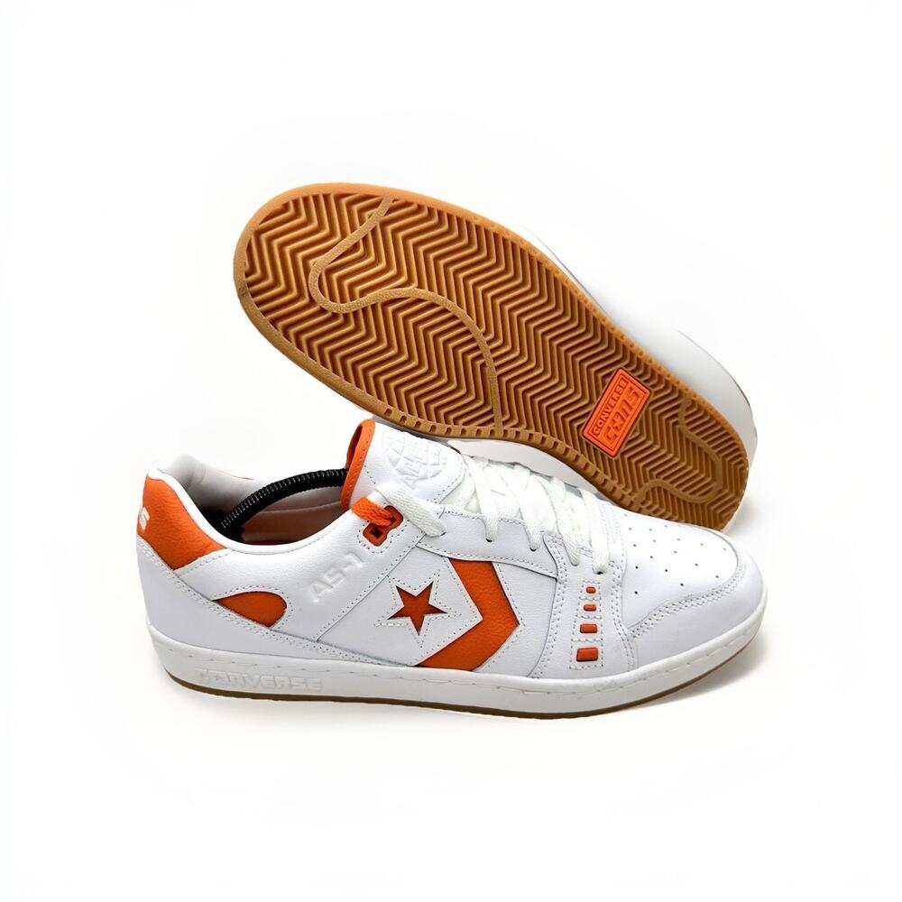 Converse Sneakers White Leather Skate AS-1 Pro Low Orange A08130C | Size 12